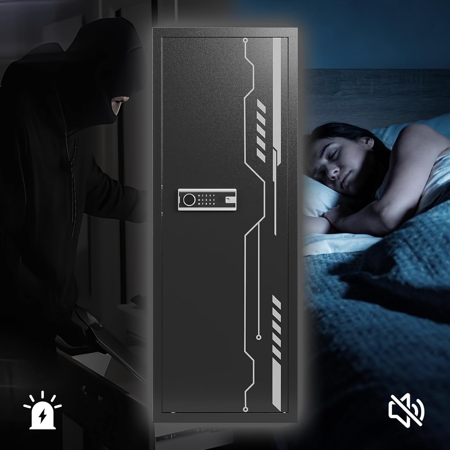 KAER Gun Safe, 8-12 Gun Safes for Rifles and Pistols, Rifle Safe, Large Gun Safe with Storage Cabinet, Rifle Safe for Home Defense with Electronic Keypad & Adjustable Gun Racks & Pistol Storage