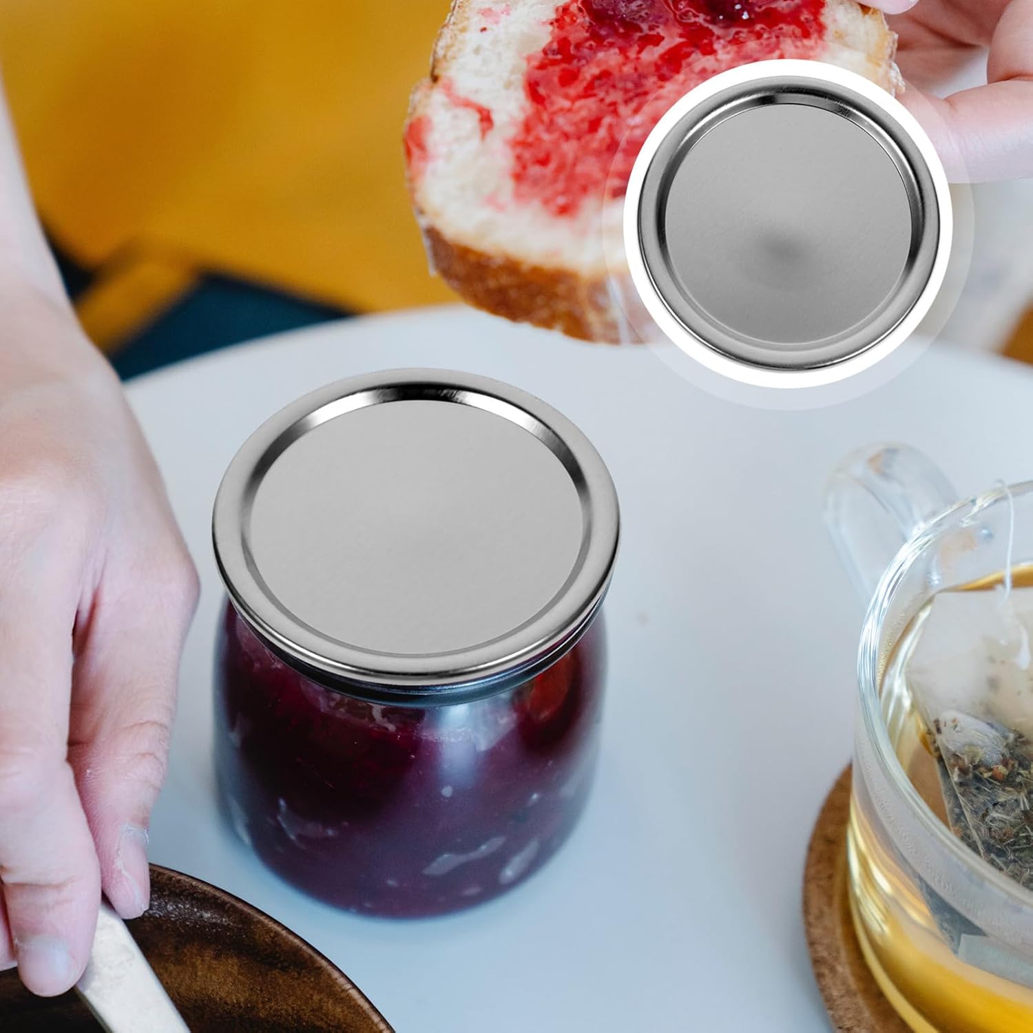 48 Pack Split-Type Metal Jar Lids Leakproof Canning Covers for Wide Mouth Jars Sturdy Iron Sealing Lids for Home Canning and Food Storage