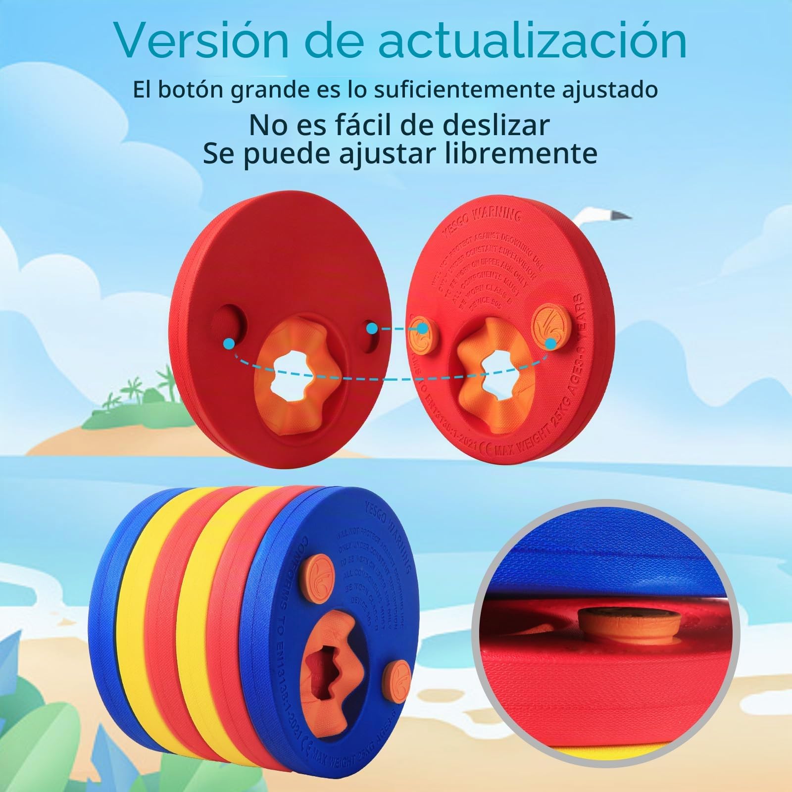 6 Pcs Manguitos Piscina y Bolsa de Almacenamiento- Discos Natación, Manguitos Niño-Discos Flotadores Niños Manguitos Evolutivos Flotador Bebe Natación de Infantil de Piscina para Entrenamiento