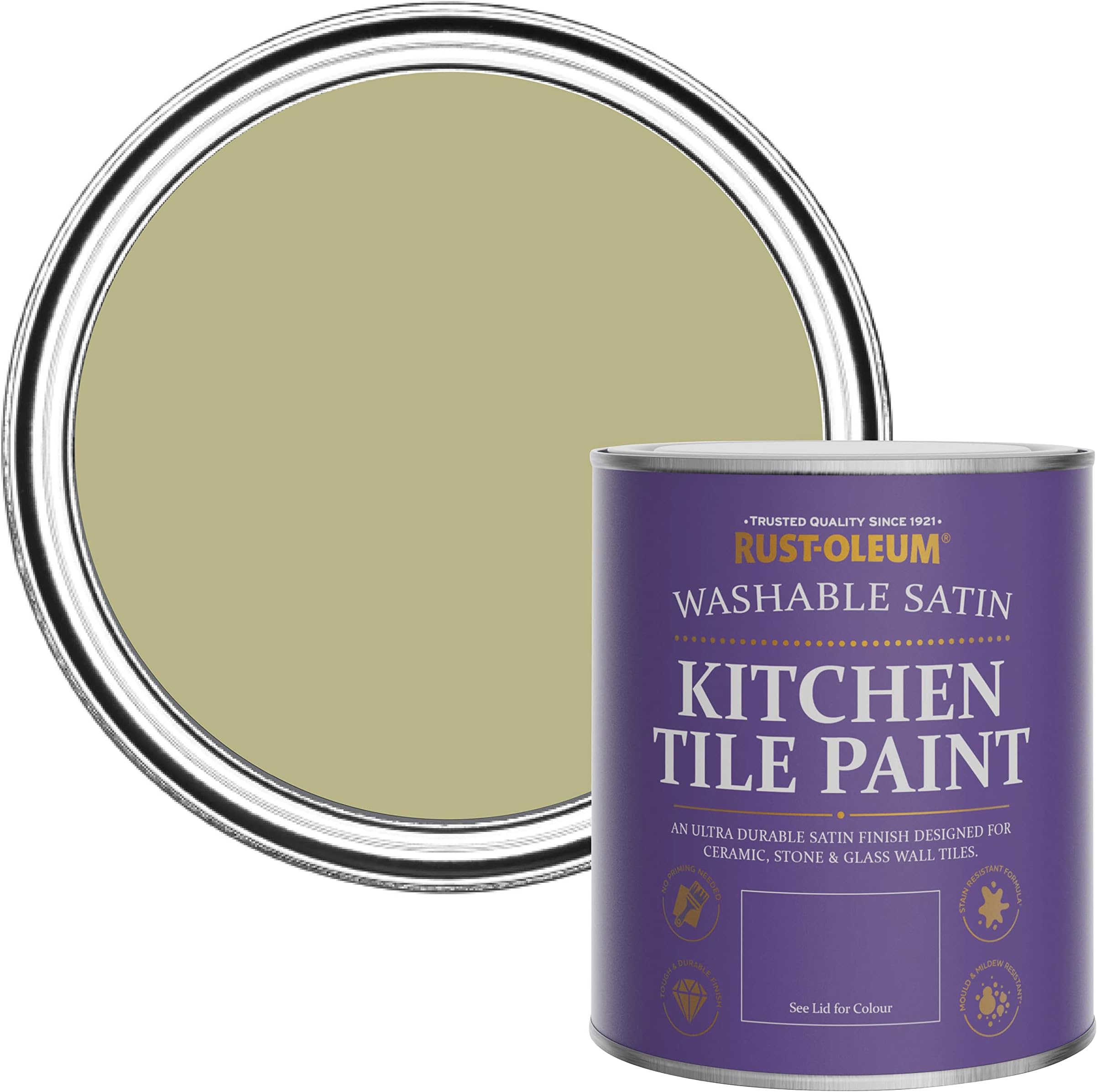 Rust-Oleum Green water resistant Kitchen Tile Paint in Satin Finish - Sage Green 750ml