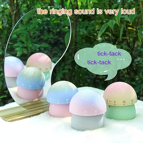 Miniatura 4 de Temporizador mecánico de cocina, lindo temporizador de hongos para niños, temporizador manual de cuenta regresiva de 60 minutos para aula, hogar,
