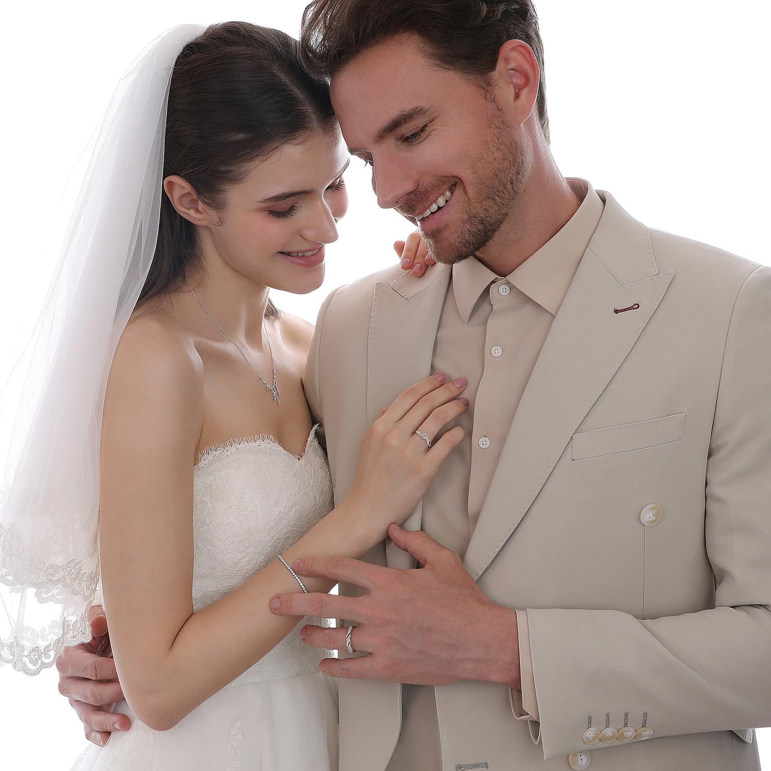 Meissa Amor Eterno Anillo de Pareja Plata de Lay 925 Circonita cúbica, Anillo de Compromiso Boda Joyería de aniversario, Juego de dos Anillos
