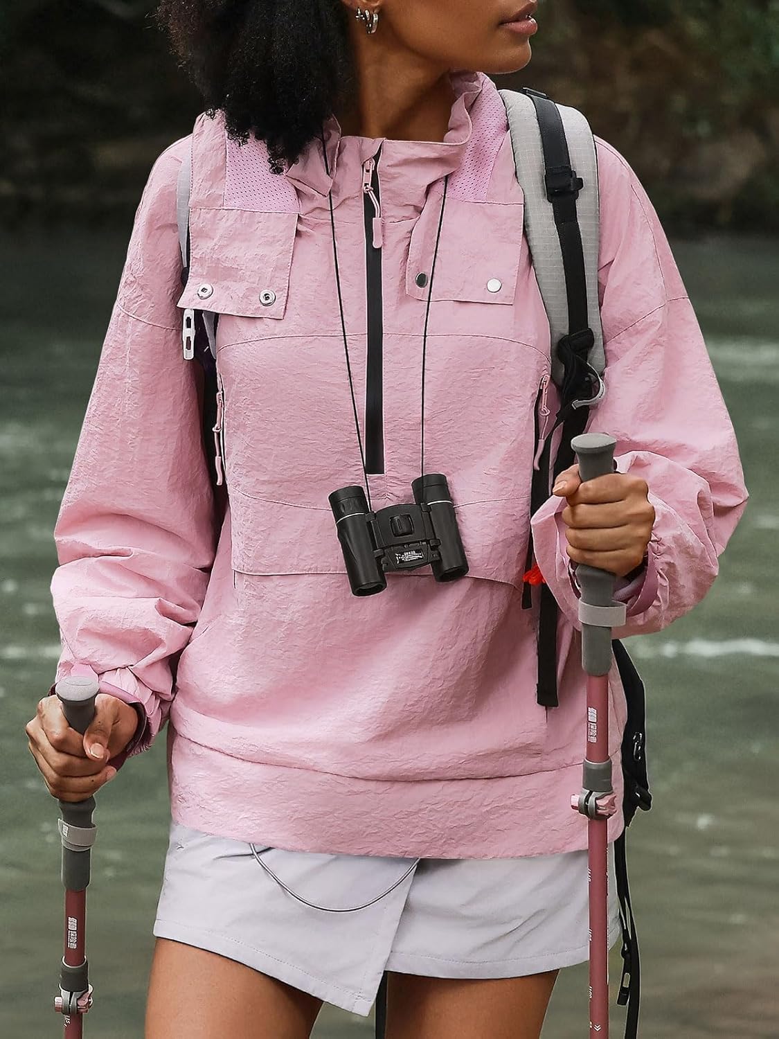 Yousify Women's Lined Waterproof Pullover Rain Jacket with Hood for Running Cycling Hiking - Image 3