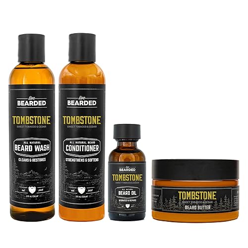 Live Bearded Kit completo de aseo para barba, piedra de tumba, acondicionador de barba, lavado de barba, aceite de barba y mantequilla de barba,