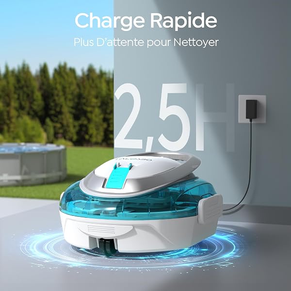 TALOSBO (2026 Upgrade) S2 Robot Piscine,Double Filtration,Aspirateur Piscine sans Fil, 90 Min d'Autonomie, Nettoyeur de Piscine Compact,Stationnement Automatique,pour Piscines Hors Sol Jusqu'à 80 m² - 5