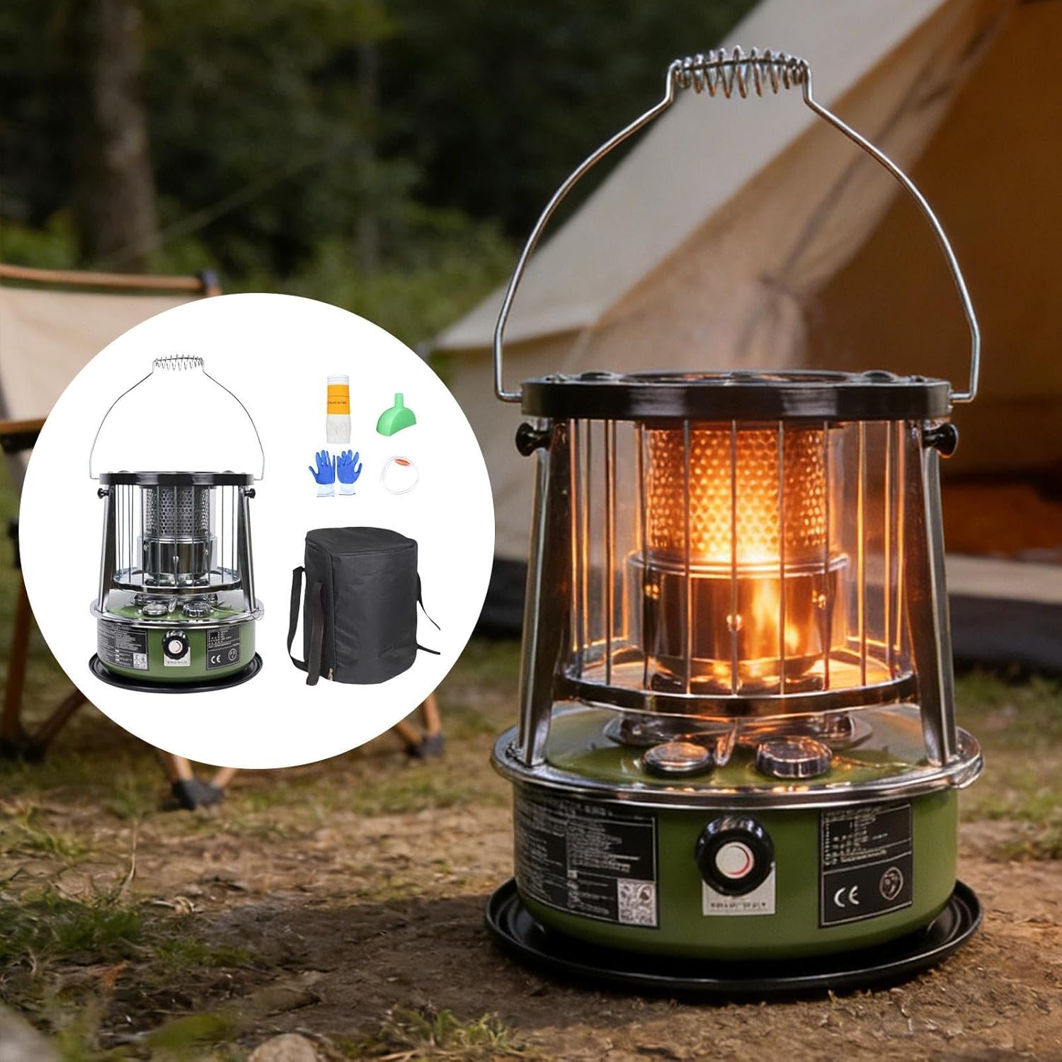 Liftable Kerosene Portable Heater Warmer, Non Electric, Adjustable Height, for Picnic, Survival, Backyard, Garden, BBQ (Style B)