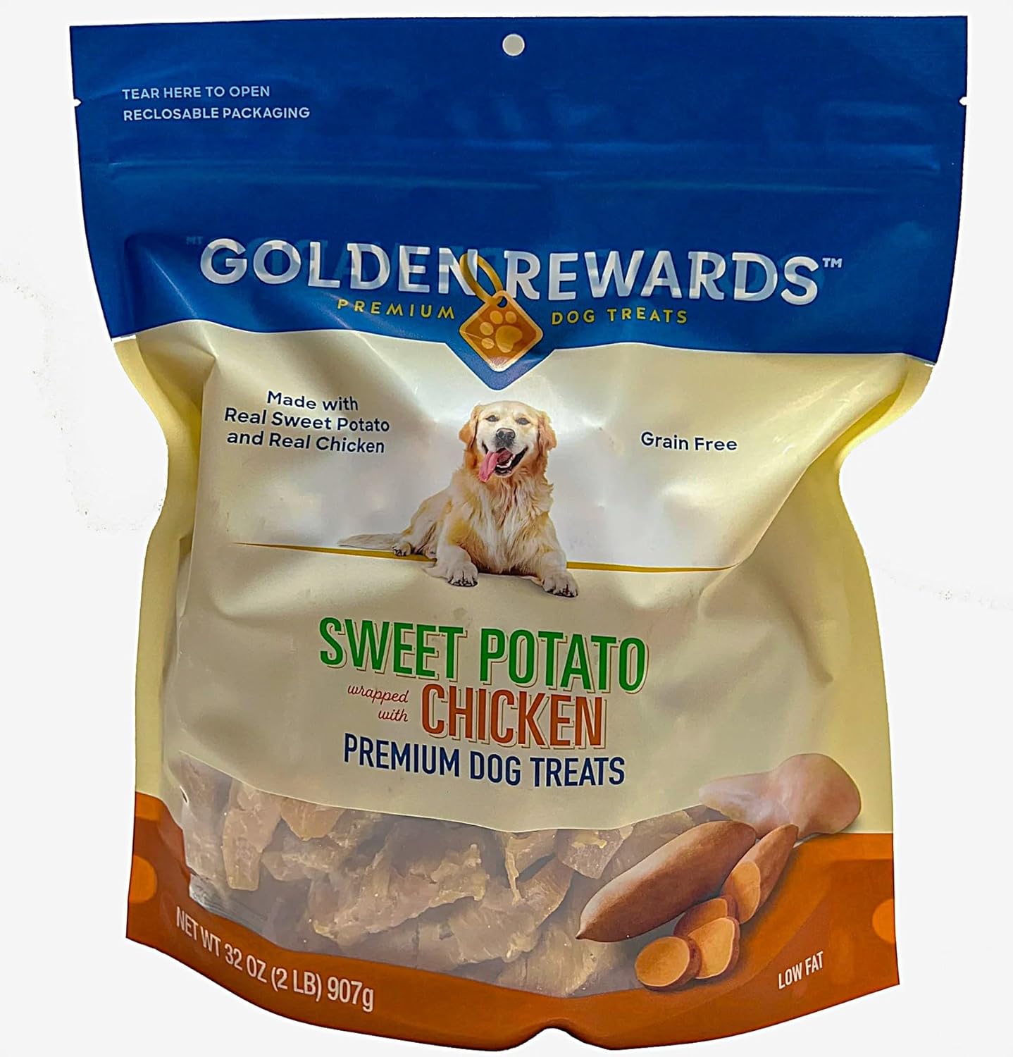 Golden~Rewards Sweet Potato Wrapped with Chicken Dog Treats, 32 Oz ~ (Pack of 1)