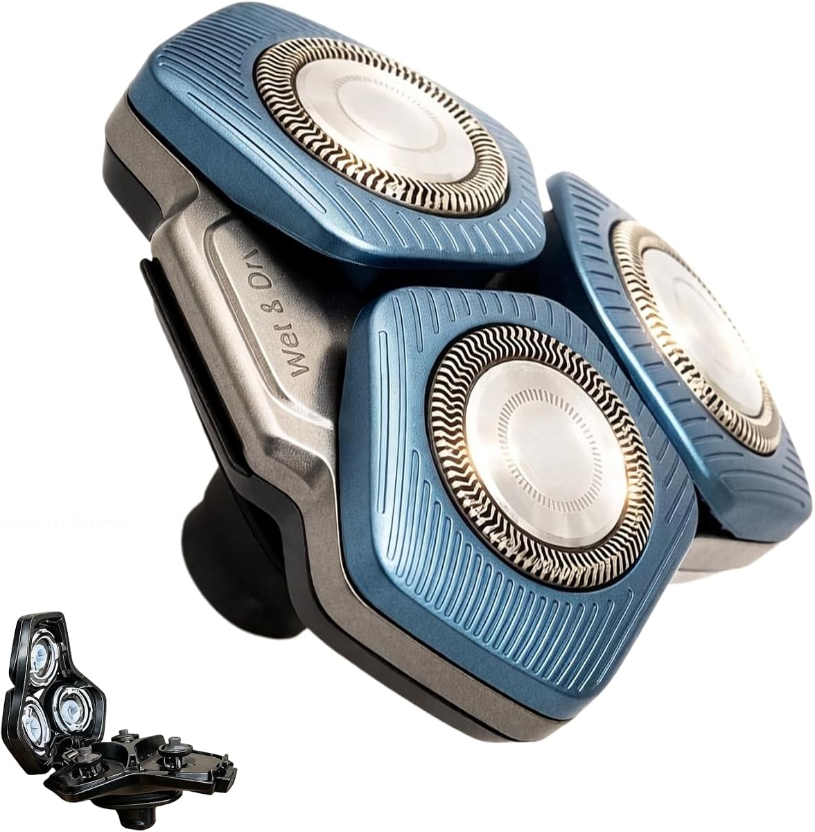 Upgraded SH71 Complete Shaver Head Replacement, Full Rotary Unit with Integrated Base Compatible with Philips Norelco 7000/S5500 Angular, 15 Precision Blades & Metal Holder (Bronze)
