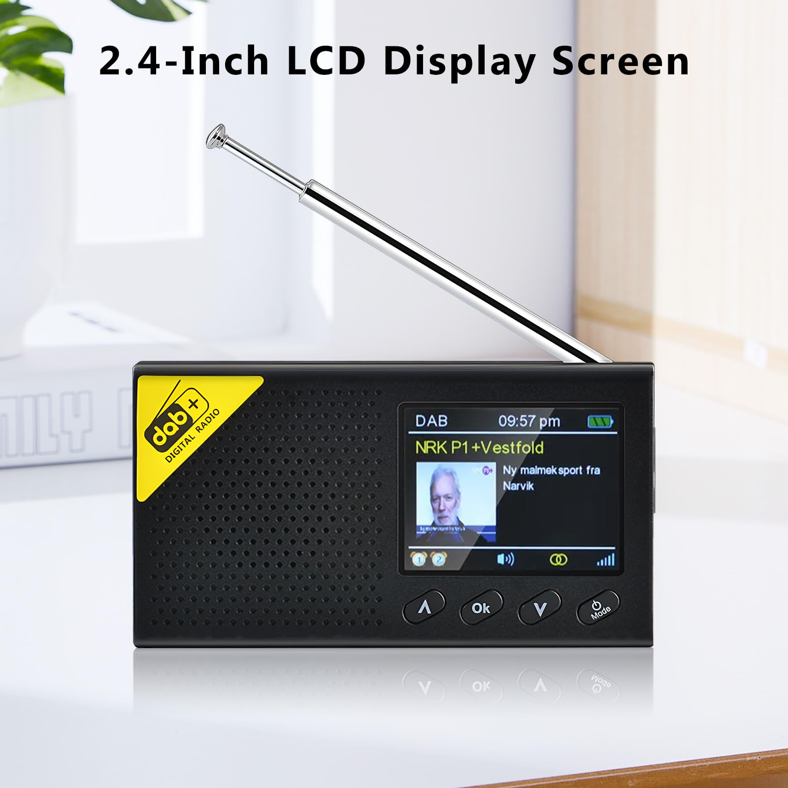 Hikity Radio Dab/Dab+/FM/AUX Portable Rechargeable, Poste Radio Bluetooth Dab Plus, Radio Réveil Dab, Double Réveil, Radio FM de Cuisine, Minuterie Sommeil, 9 Langues