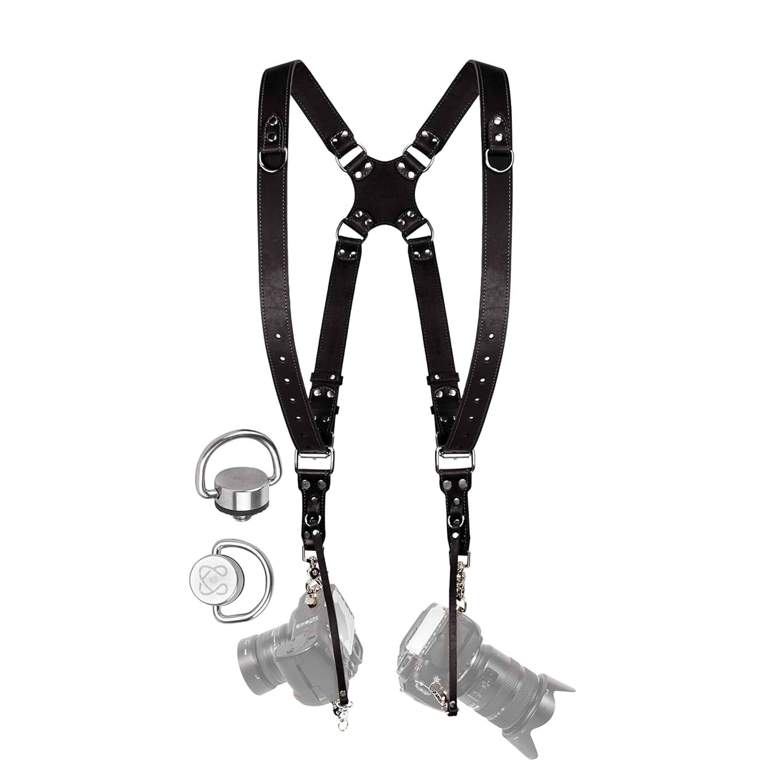 Camera Harness for 2 Cameras – Dual Shoulder Leather Camera Strap – Double Camera Harness for DSLR/SLR