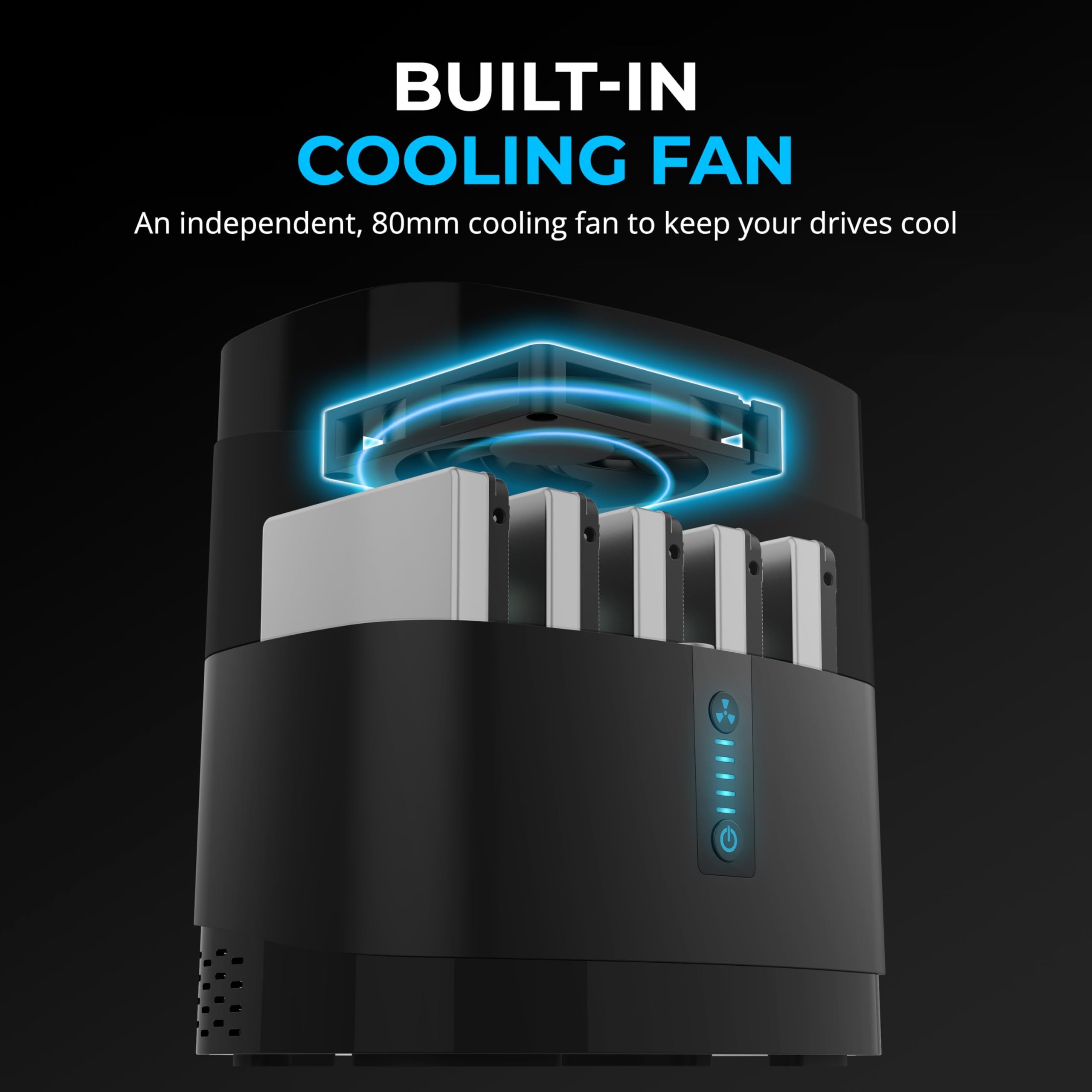 Estación de acoplamiento USB-C de 5 bahías para discos duros y SSD SATA de 2.5 con ventilador de refrigeración integrado (DS-5R15) 7