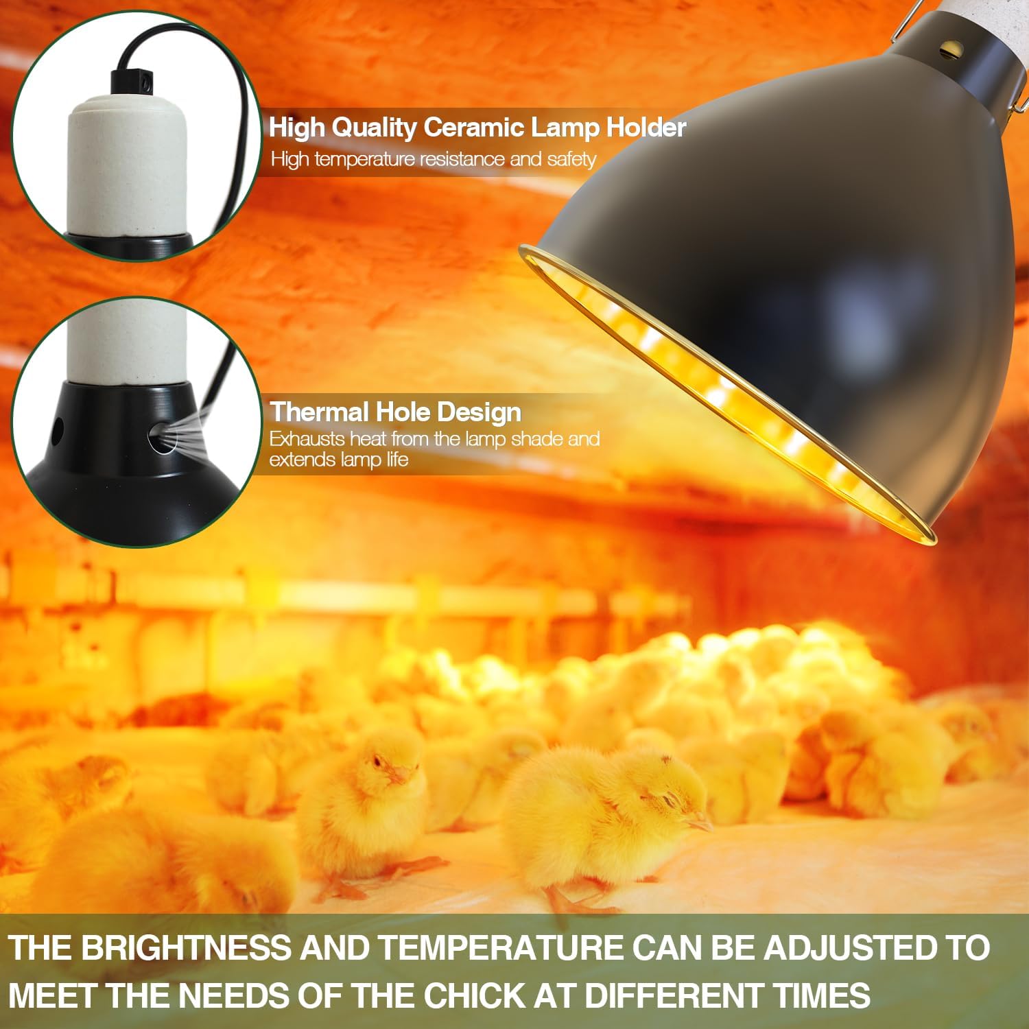 All-in-One Chick Brooder Kit with 75W Adjustable Heat Lamp, Spill-Proof Feeder & Waterer, and Rust-Proof Perch Stand for 5–15 Chicks