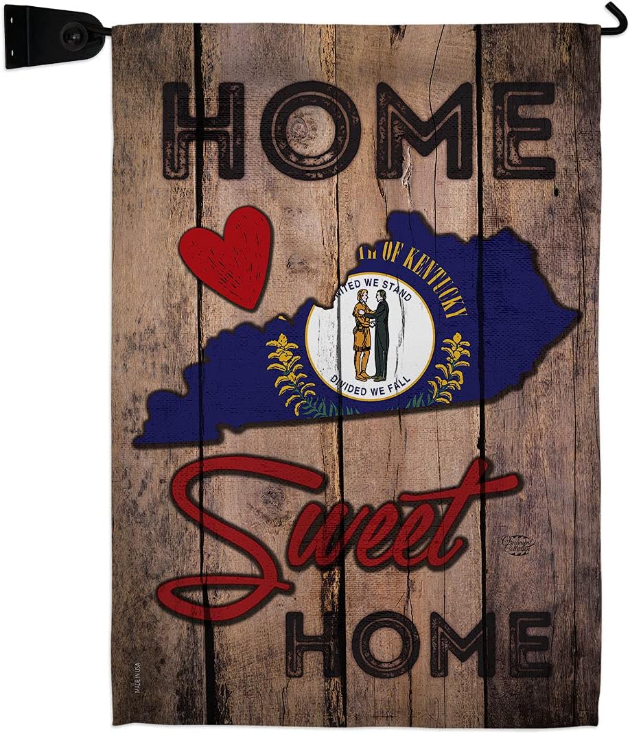 State Kentucky Home Sweet Garden Flag Set Wall Holder Americana States USA American Territories Republic Country Particular Area Small Decorative Gift Yard House Banner Double-Sided Made In 13 X 18.5