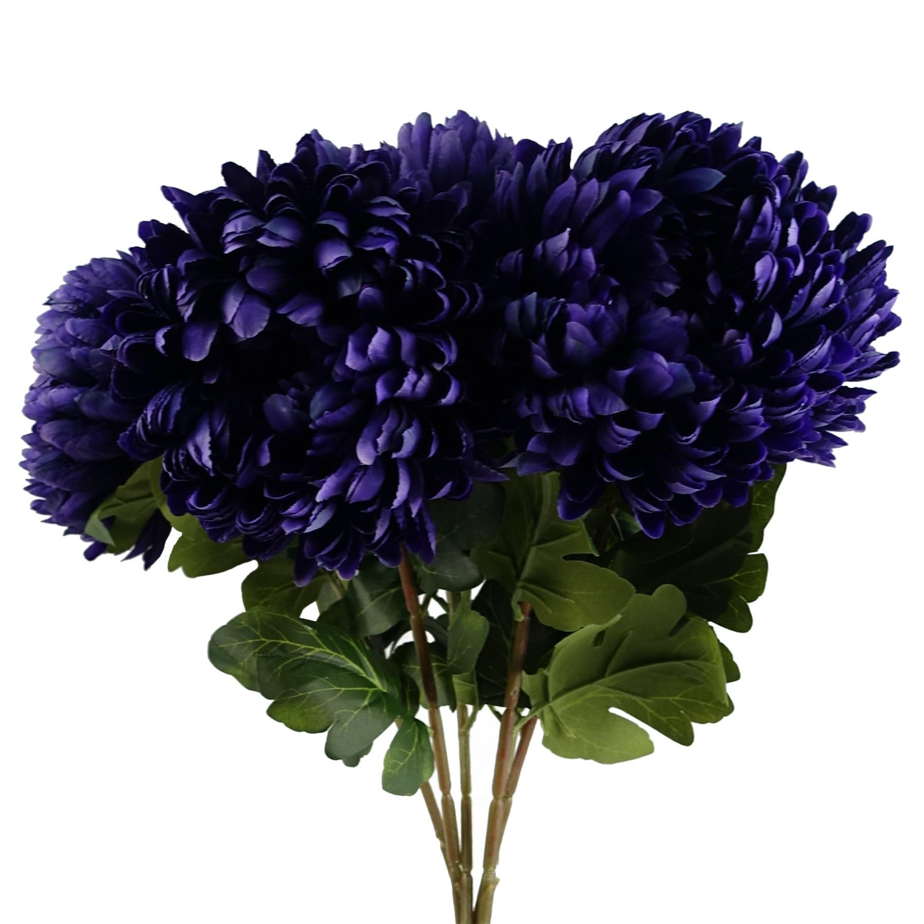 Blue Pirate Purple Pack Of 6 X Artificial Flowers Extra Large Reflex Chrysanthemum - 75Cm