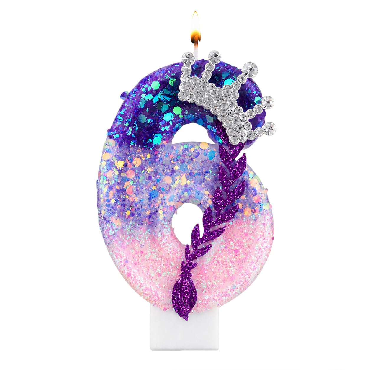 K Pop Number Birthday Candles, Glitter Crown Birthday Candles for Cakes Decoration, Stylish Kpop Music Themed Cake Topper for Girls Birthday Party Supplies & Anniversary Decorations (6 Candle,K Pop)