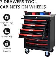 Vista 8 de 7 Drawer Rolling Tool Chest with Locker, 22.2" D Metal Movable Lockable Tool Cart Box Multi-Functional Hardware Storage Cabinet Box for Warehouse