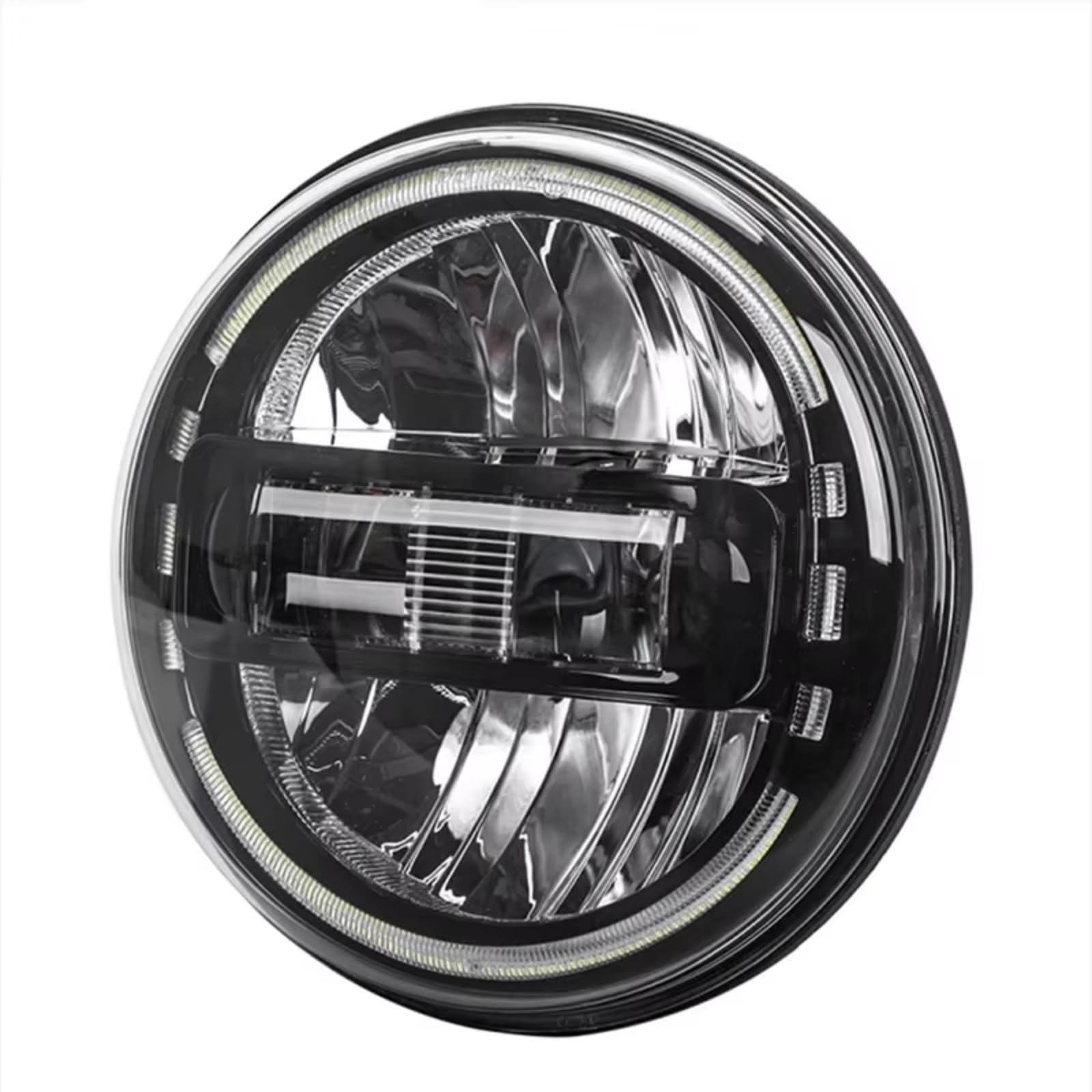 Fari Paraurti Anteriore Per Jeep Per Wrangler Per JK Fuoristrada Per Strada Per Lada 4x4 Fari Anteriori A LED DRL Luce Marcia Gruppo Ottico 7 Pollici Luce Marcia Diurna(Nero)