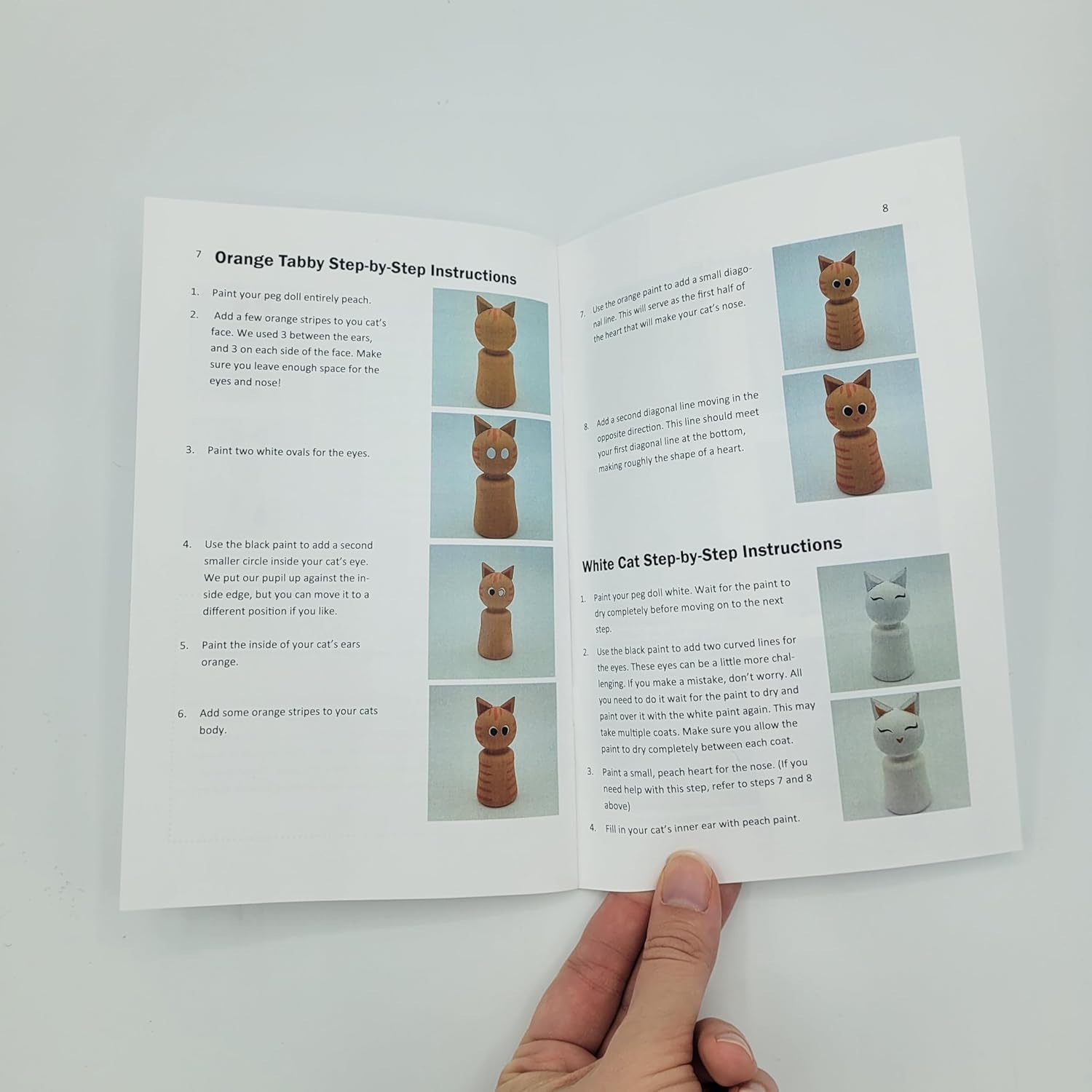 Ink and Trinket Kids DIY Cat Peg Doll Painting Kit, Craft Kit Includes 4 Peg Doll Animals with 6 Unique Designs to Choose from, Gift for Cat Lovers, Boys, and Girls