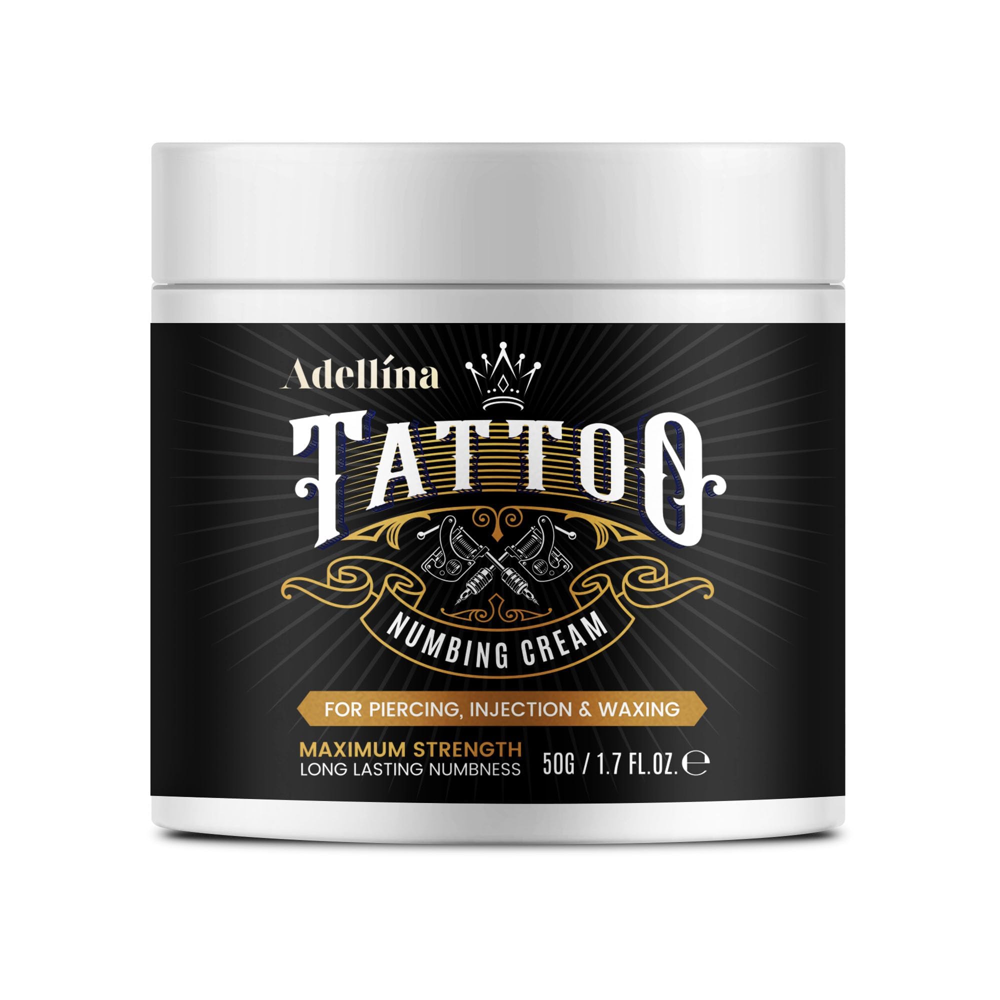 Adellina Tattoo Numbing Cream for Tattoos, Maximum Strength Numbing Cream for Men and Women, 50g/1.7oz