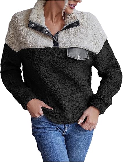 button neck fleece pullover