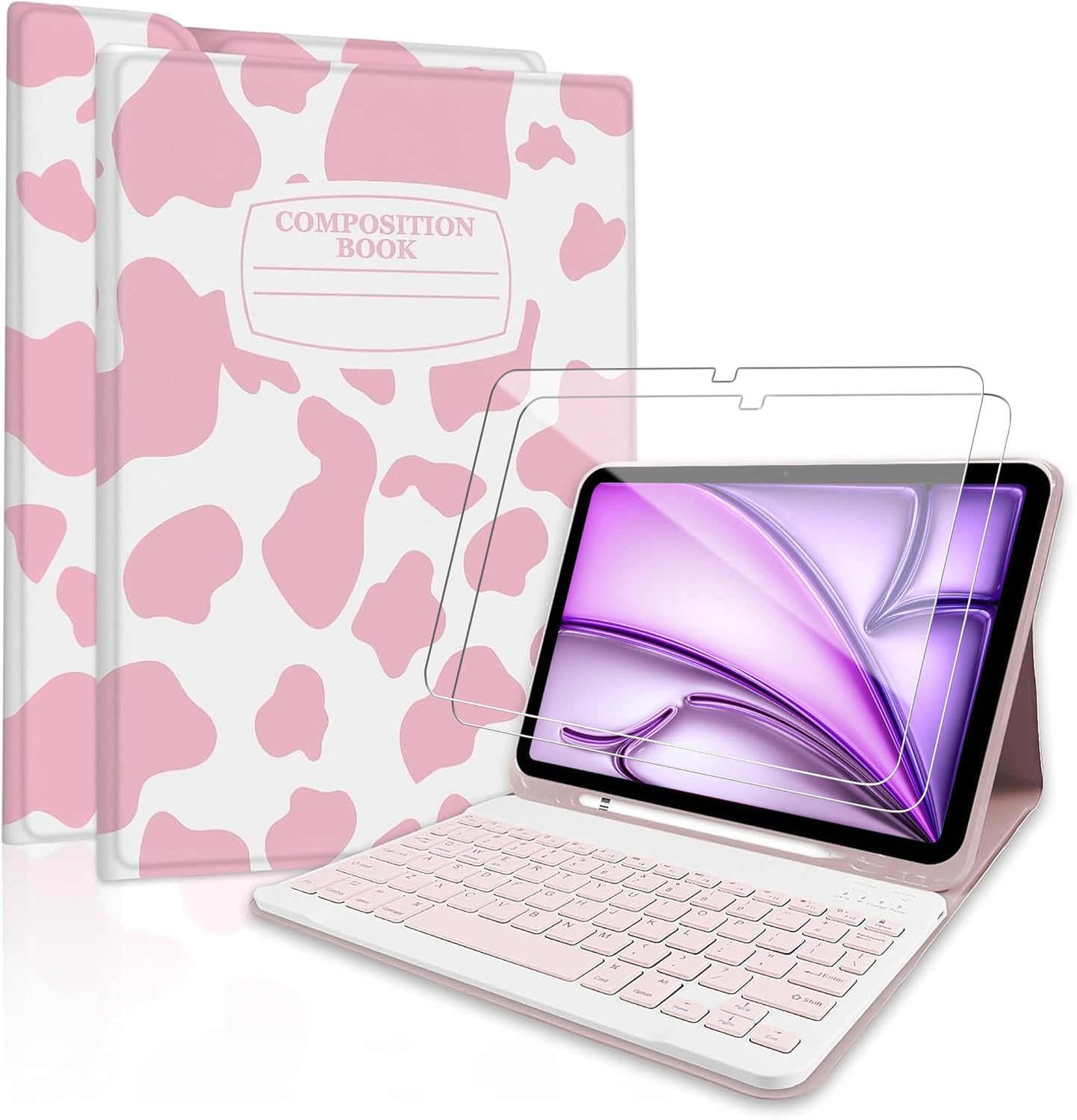 TopPerfekt for iPad Air 11 M4 2026 8th(M3 2025 / M2 2024) case with Bluetooth Keyboard for iPad Air 5th/4th Generation 10.9 Inch (2022/2020) Detachable, Rechargeable, Pencil Holder-Book Leopard Black