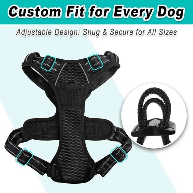 Foto 7 de 8 de BARKBAY Arnés reflectante para perro con clip frontal y asa de fácil control para caminar, entrenar, correr