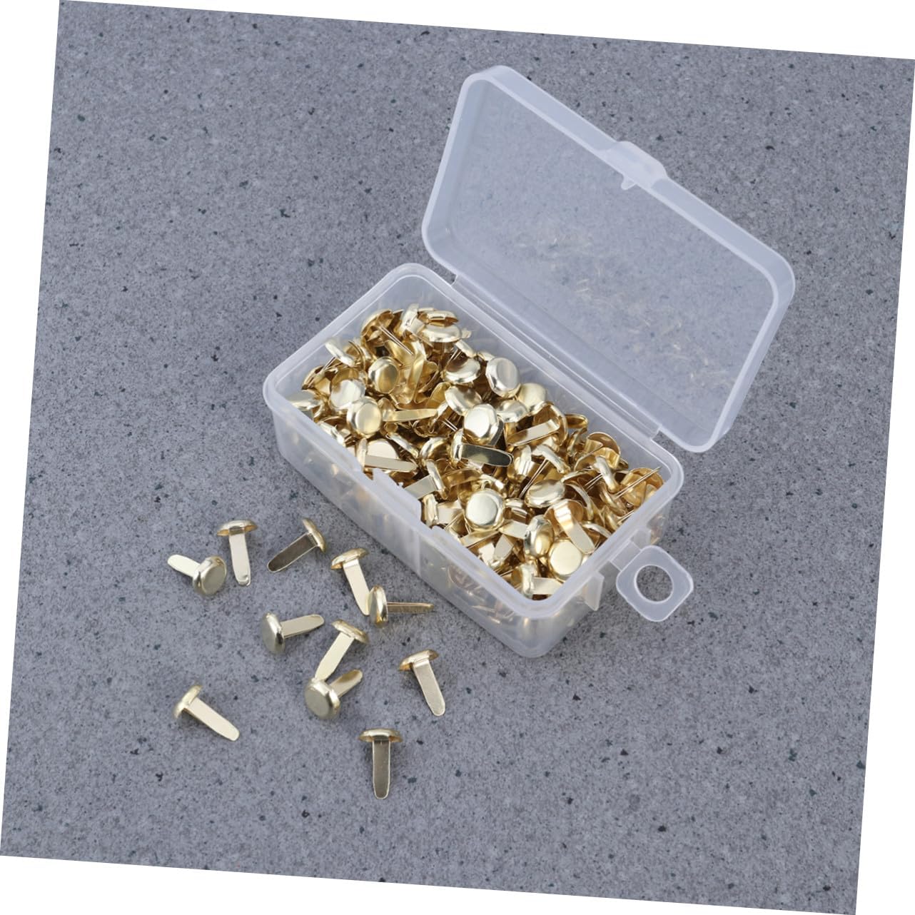 HAKIDZEL 200pcs Gold Metal Paper Fasteners Brads Rust-Resistant Round Brads for Crafts DIY Scrapbooking with Portable Storage Box