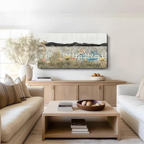 Vista 41 de Lienzo decorativo para pared, baño, estilo bohemio, costero, granja, vaca, montaña, flor, ilustración, obra de arte floral, paisaje rústico de Arte