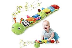 Musical Caterpillar Stuffed Animal with Sensory Crinkles, Rattles, and Textures