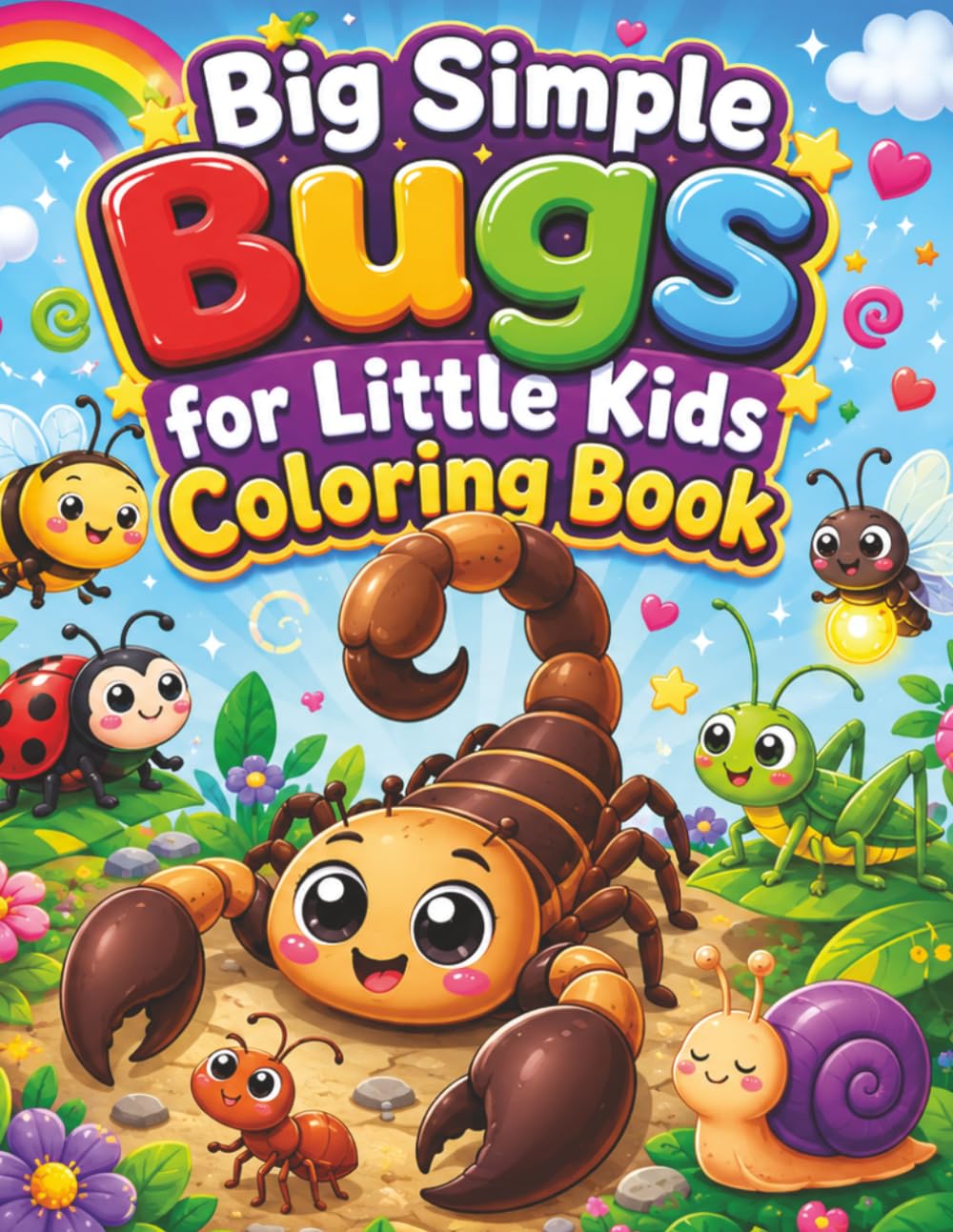 Big Simple Bugs for Little Kids Coloring Book: Cute Big Bold Bugs, Butterflies & Creepy Crawlies with Easy Simple Coloring Pages for Toddlers Ages 3-6