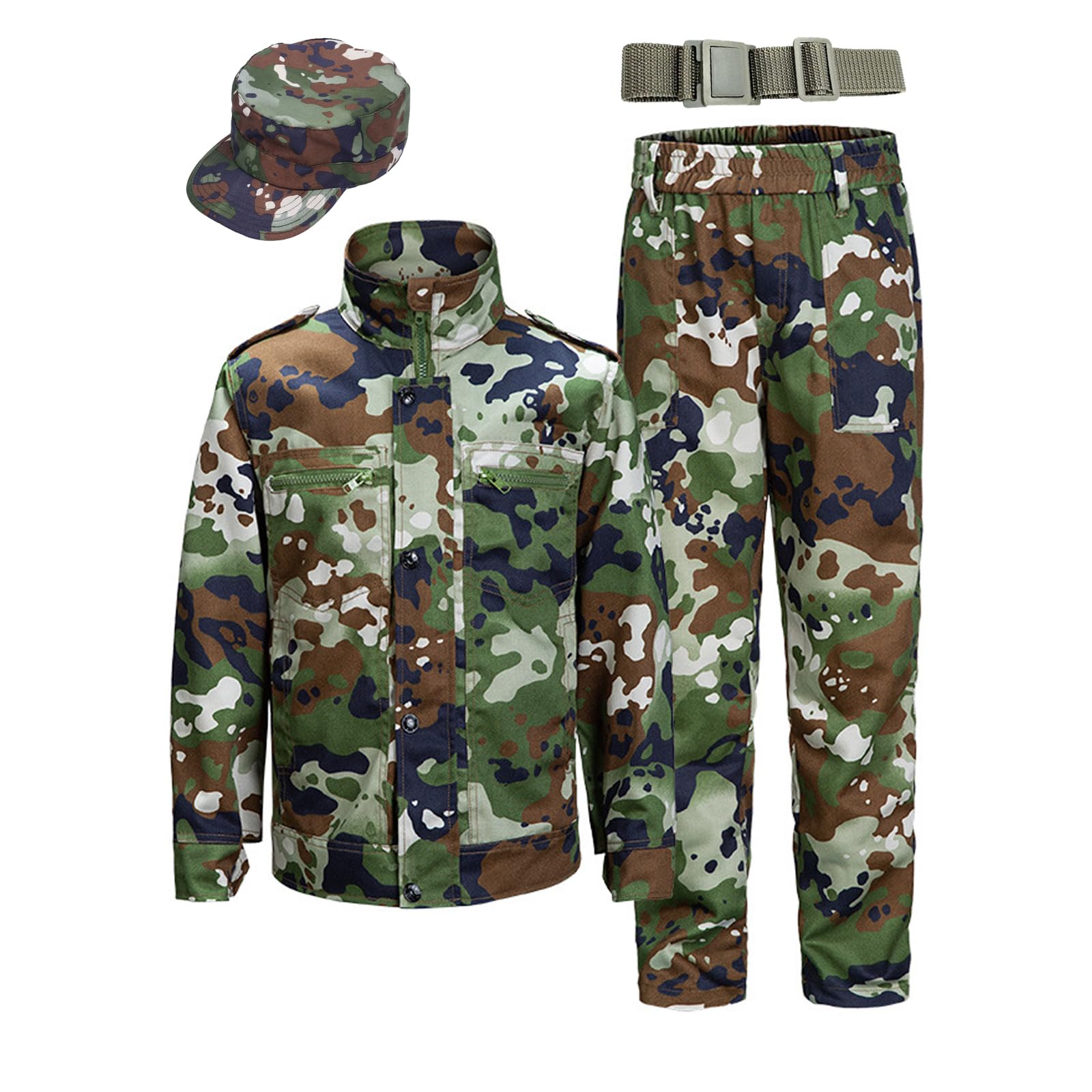 Kinder Outdoor Taktische Kleidung Jacke und Hosen Sets Airsoft Militär Camouflage Frühling Sommer Herbst Atmungsaktiv Bequem Militärstil-Kleidung für Kampf Wandern Jagd Camping Junge Mädchen