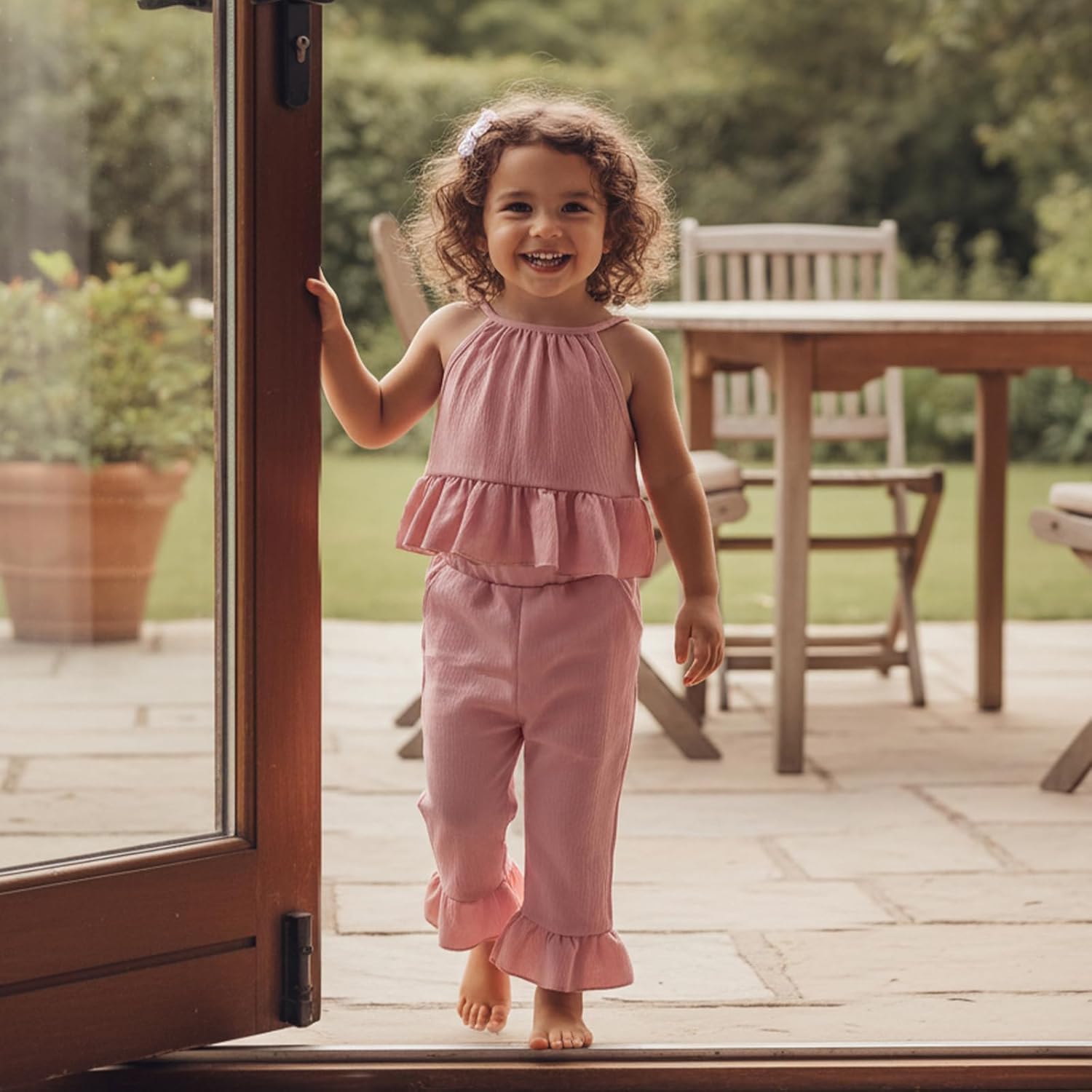 Toddler Girls Clothes Sleeveless Smocked Ruffle Tank Top Pants 2pcs Clothing Set Baby Cute Spring Summer Outfits - Image 4