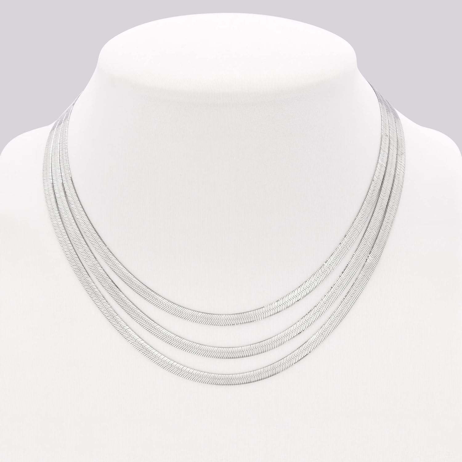 Ross-Simons Italian Sterling Silver Layered Herringbone Necklace. 18 inches