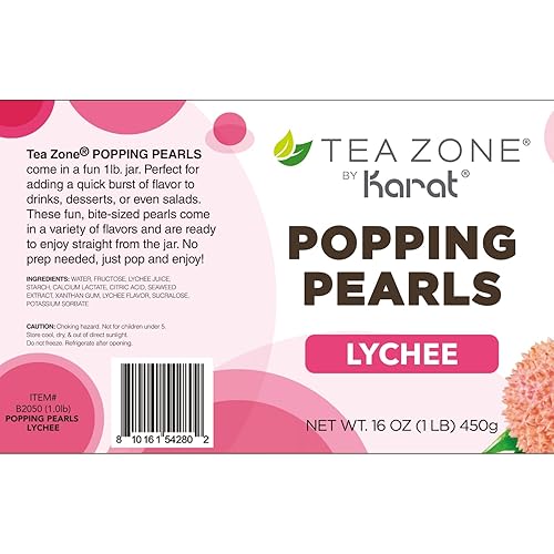 Vista 118 de Tea Zone Popping Pearls. Popping Boba, perlas negras con jugos saborizados, frasco de 7 Lb Azul (Arándano)