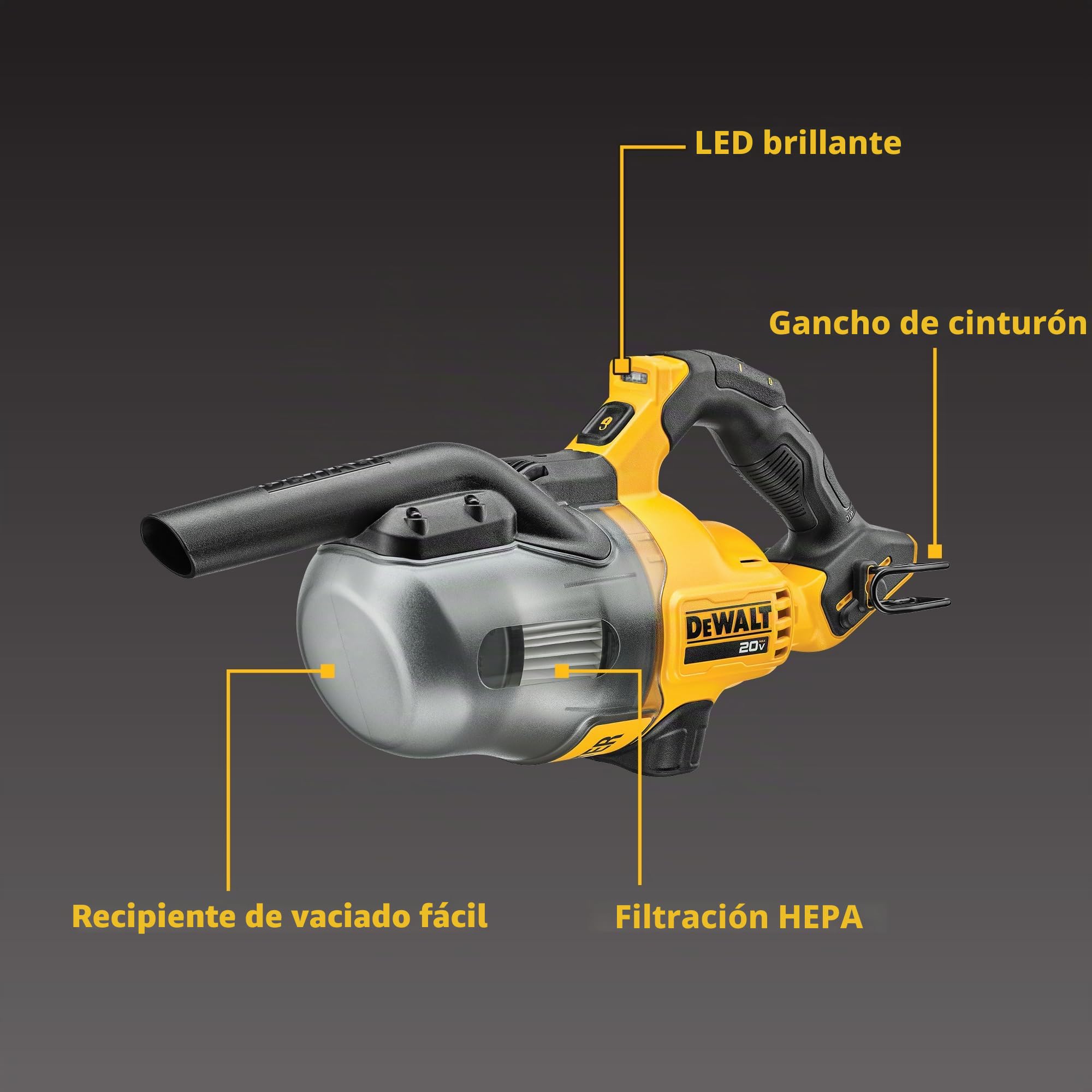 DEWALT DCV501HB, aspiradora, mezcla, amarillo, talla única