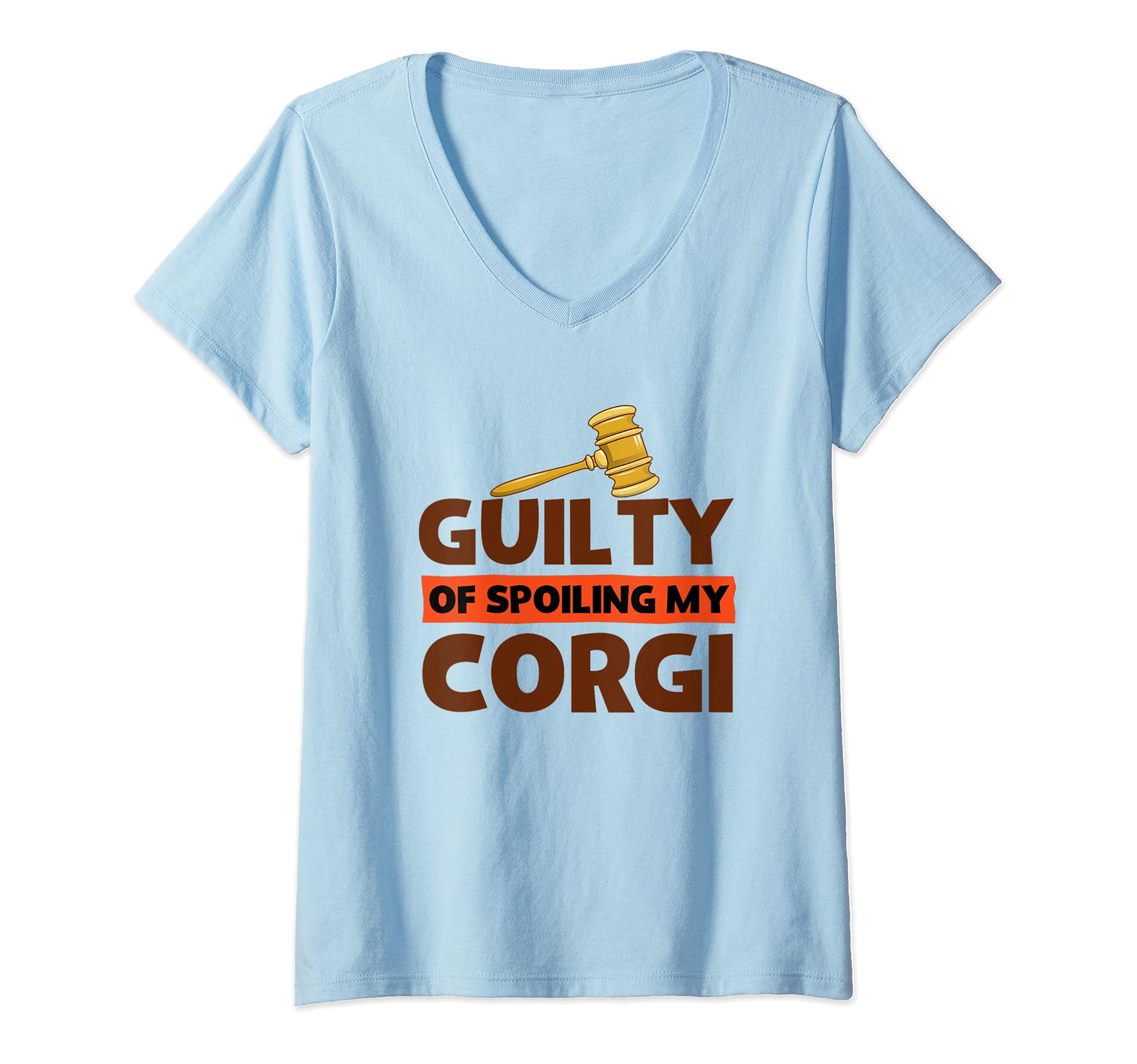 Womens Corgi Owners Guilty Of Spoiling My Corgi Funny Corgi Love V-Neck T-Shirt, Blue