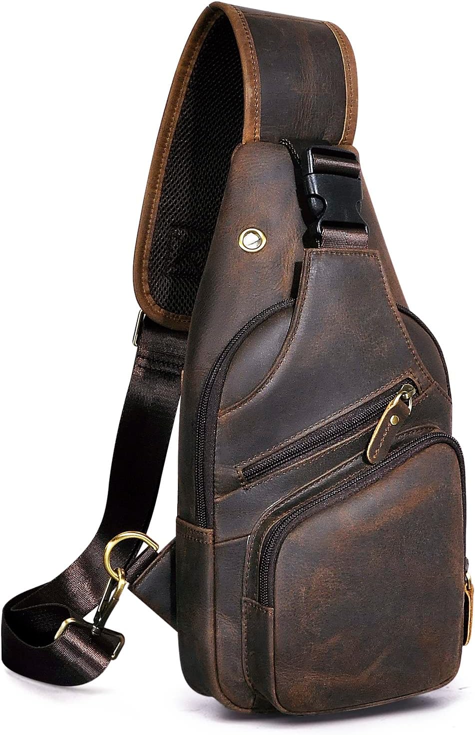 Le'aokuu Men Fashion Casual Tea Designer Travel Hiking Crossbody Chest Sling Bag Rig One Shoulder Strap Bag Men Leather 8015 | Fashion, Casual, Tea, Designer, Travel, Hiking - Image 4