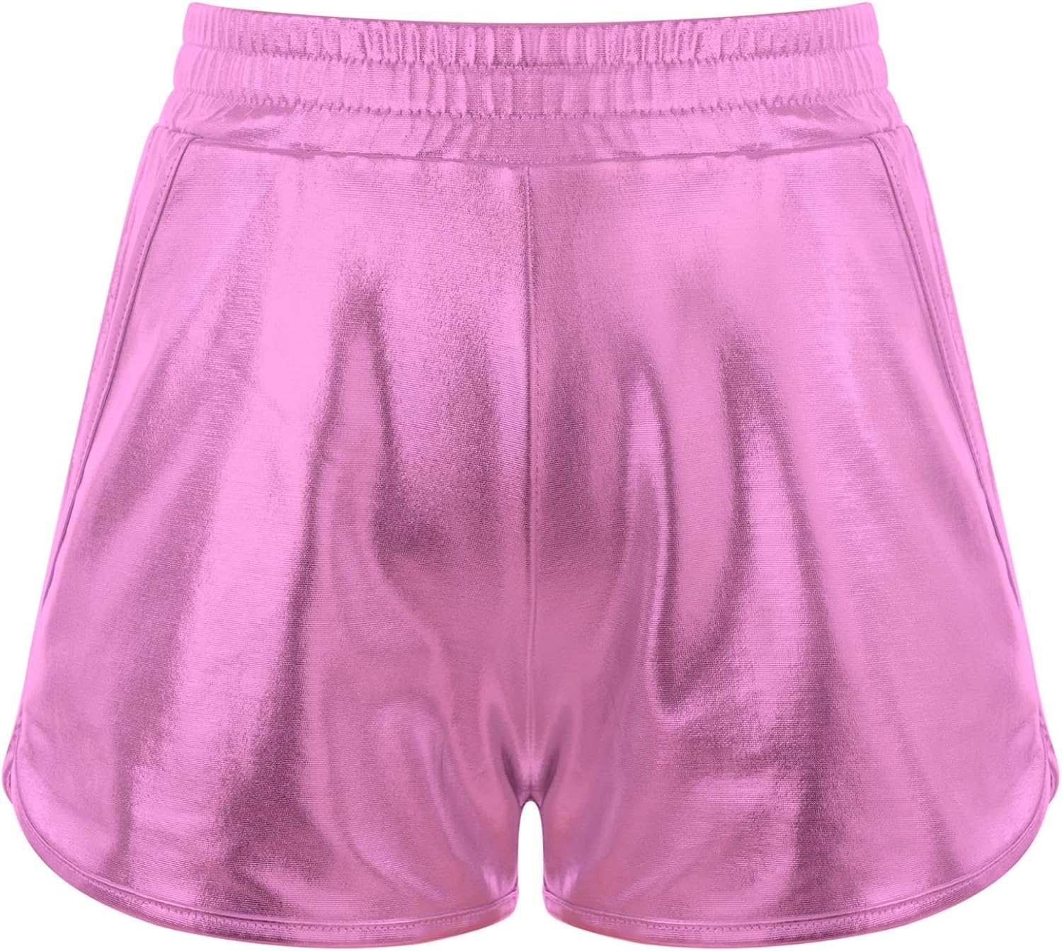 Oyolan Kids Girls Metallic Shiny Shorts Elastic Waist Hot Pants Sparkly Dance Sports Yoga Short Pants Activewear