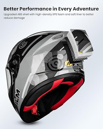 Miniatura 3 de ILM Casco para jóvenes y niños de cara completa para motocicletas, aprobado por el DOT y ECE, para motocross, ATV, bicicleta de tierra, casco de