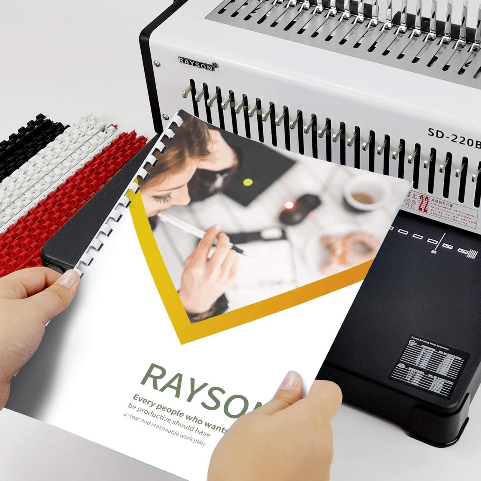 Rilegatrice, Rilegatrice a Pettine a 21 Fori, Max. Perfora 20 Fogli e Rilega 400 Fogli per Uso Domestico/Ufficio
