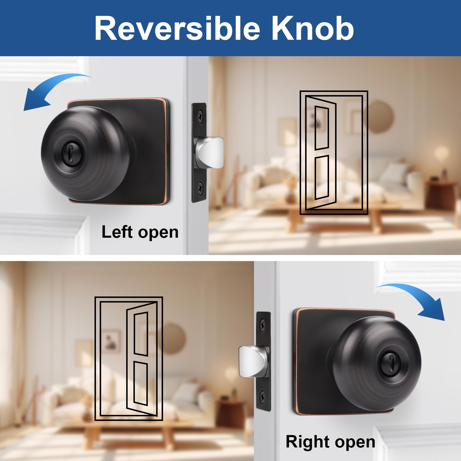 GOBEKOR Lot De 1 Poignée De Porte Intérieure En Or Brossé - Solide