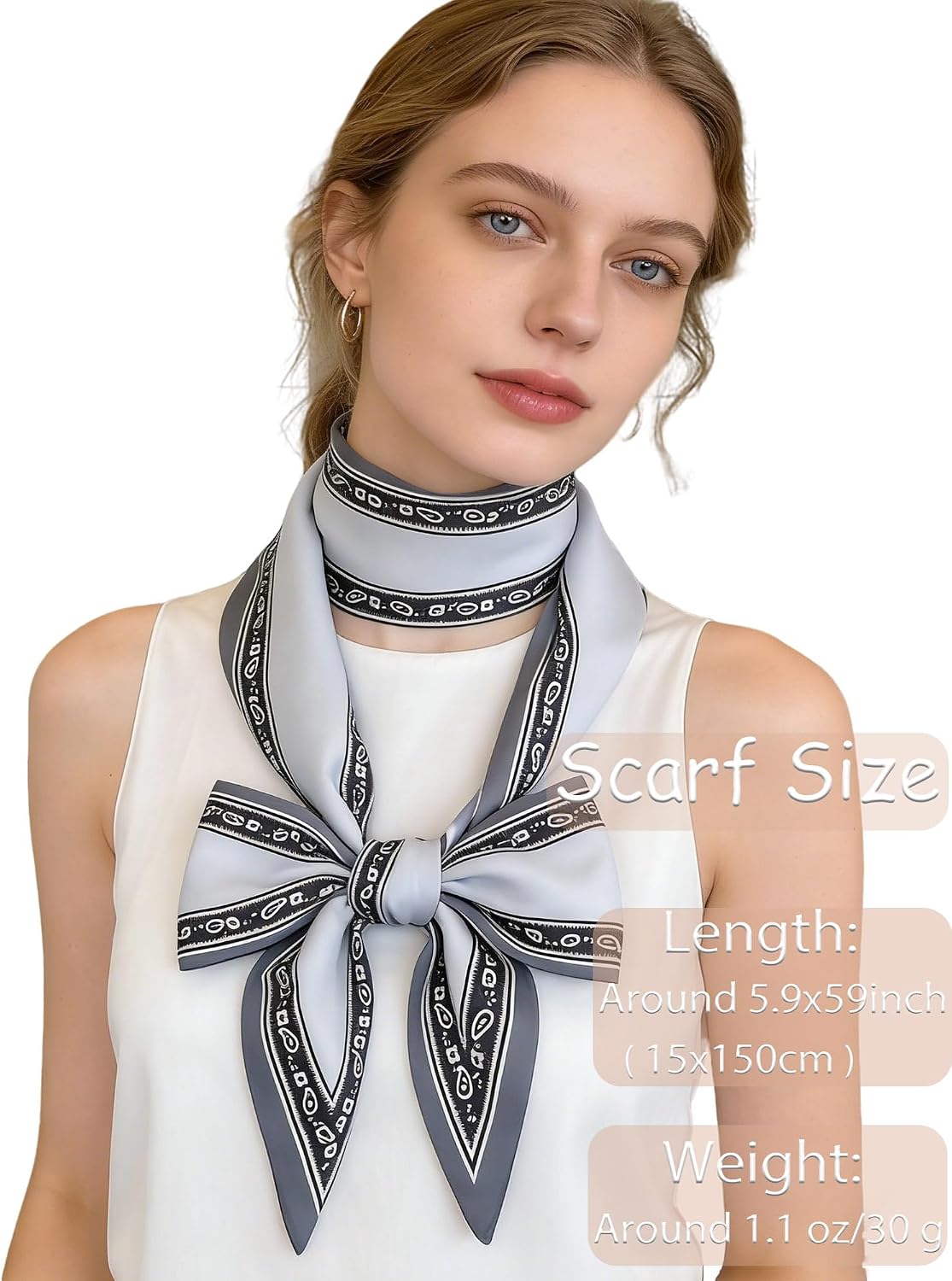 Silky Scarf for Women Soft Lightweight Long Head Scarves Fashion Accessory for Hair Neck Purse Scarfs Gift image 3