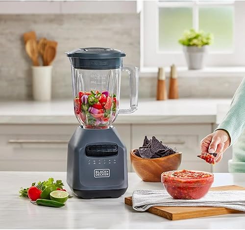 Miniatura 2 de Licuadora Ice Crush con tarro de plástico Perfect Pour de 56 onzas (7 tazas), potente hoja de acero inoxidable de 6 puntas, 8 velocidades más pulso,