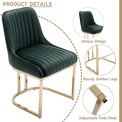 Miniatura 3 de Juego de 4 sillas de comedor modernas blancas tapizadas, sillas de cocina de terciopelo con patas doradasrespaldo sin brazos para cocina, comedor,