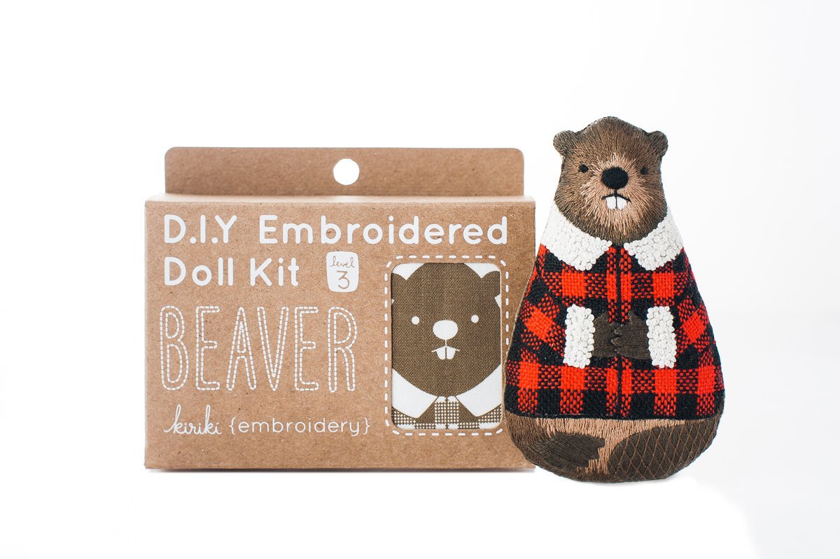 DIY Embroidery Doll Kit by Kiriki Press | 3 Skill Levels - Beginner to Advanced (Beaver - Level 3)