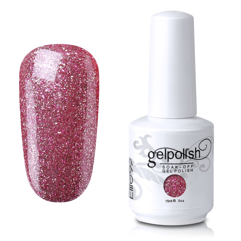 Qimisi Soak-Off UV LED Gel Polish Nail Art Manicure Lacquer Glitter Pale Violetred