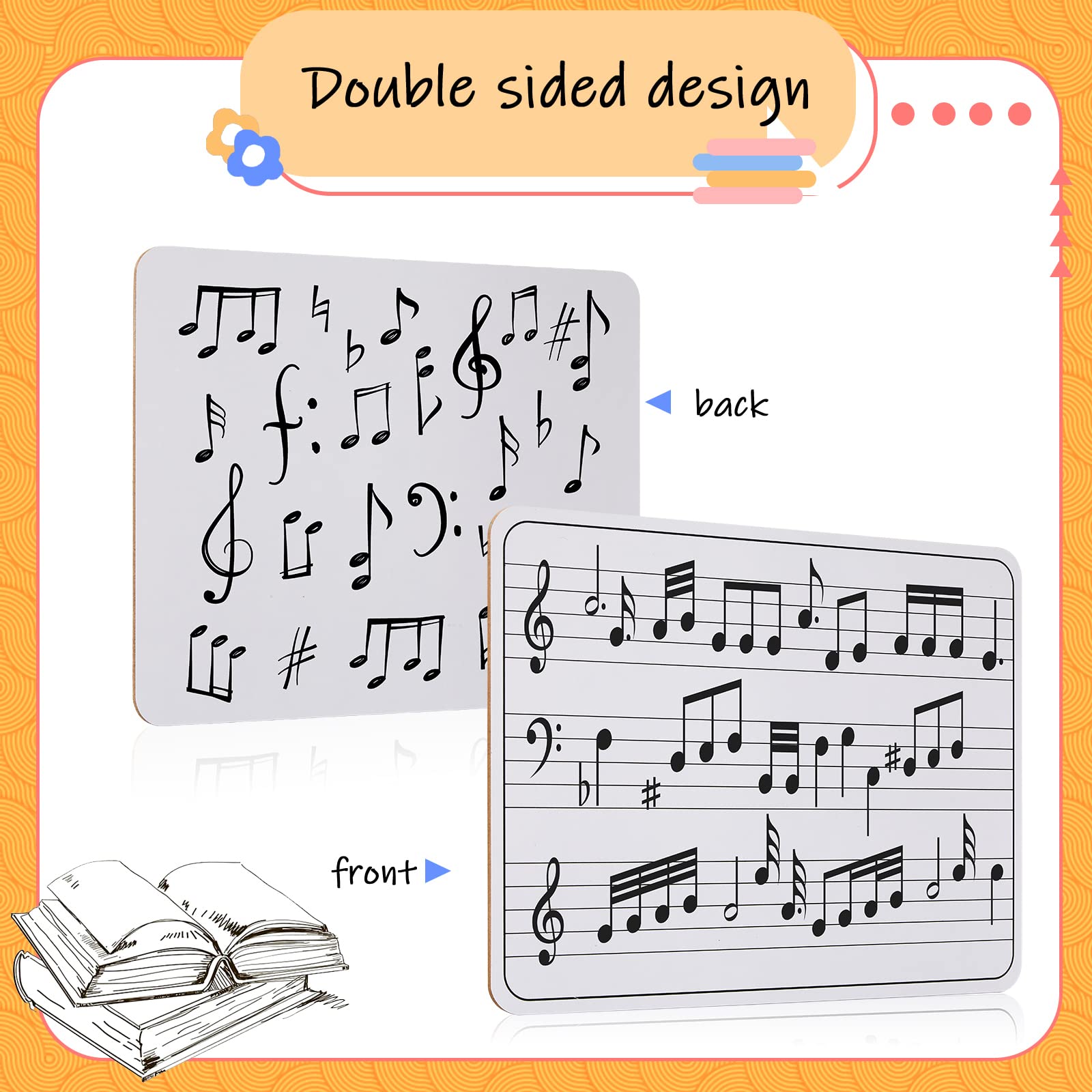 Whiteboard für Musikpersonal, trocken abwischbar, doppelseitig, Musiknoten, Whiteboard, 22,9 x 30,5 cm, trocken abwischbar, für Klassenzimmer, Whiteboards für Studenten, Musikpersonal, Whiteboard mit