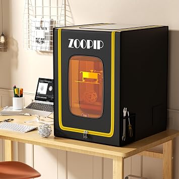 3D Printer Enclosure, Fireproof Resin 3D Printer Enclosure, Dustproof Vent Enclosure Cover with Tool Storage, Room Temperature Protection Tent for Creality/Anycubic/Elegoo Series 3D Printer