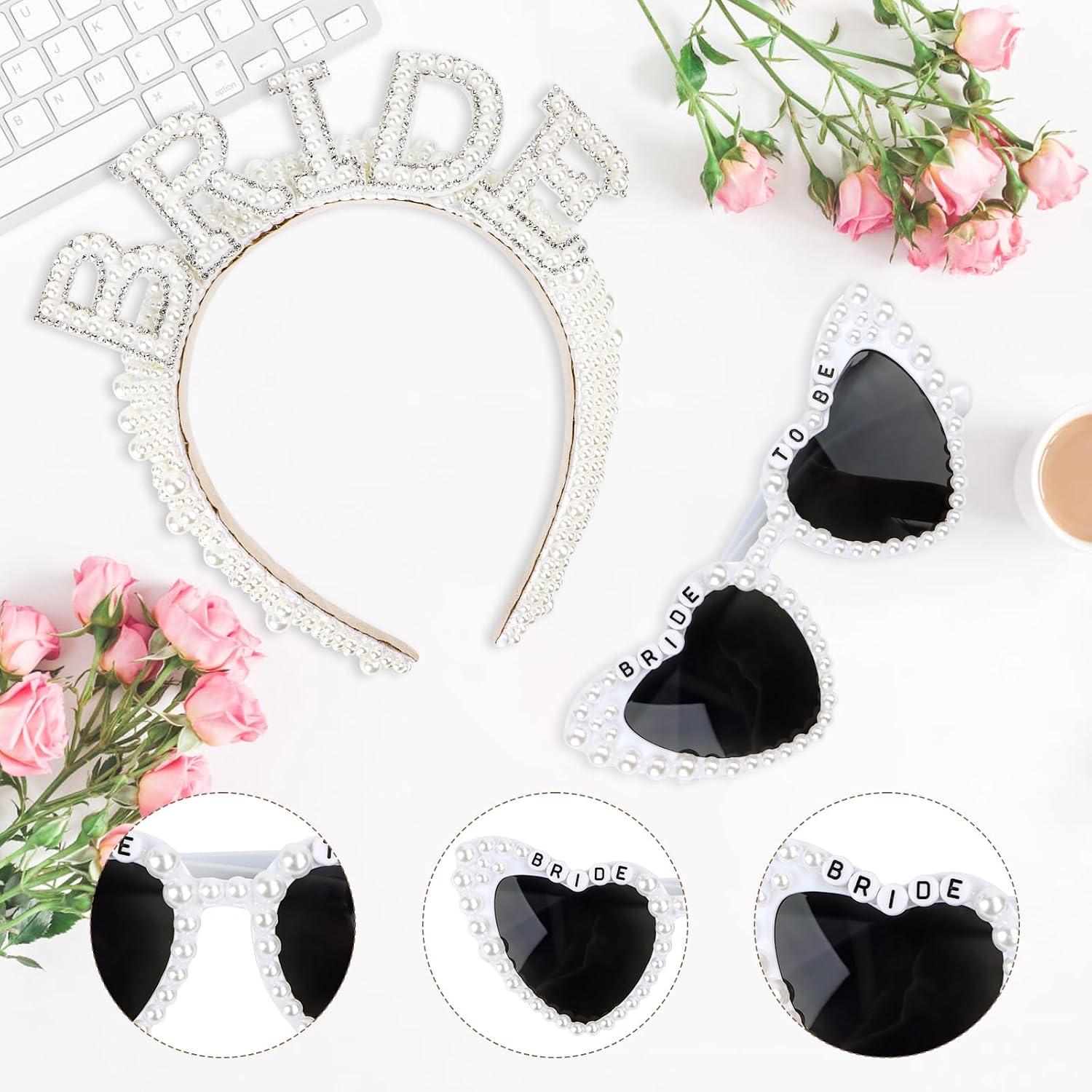 Bride To Be повязка на волосы с бусинами и солнцезащитными очками в форме сердца свадебные аксессуары