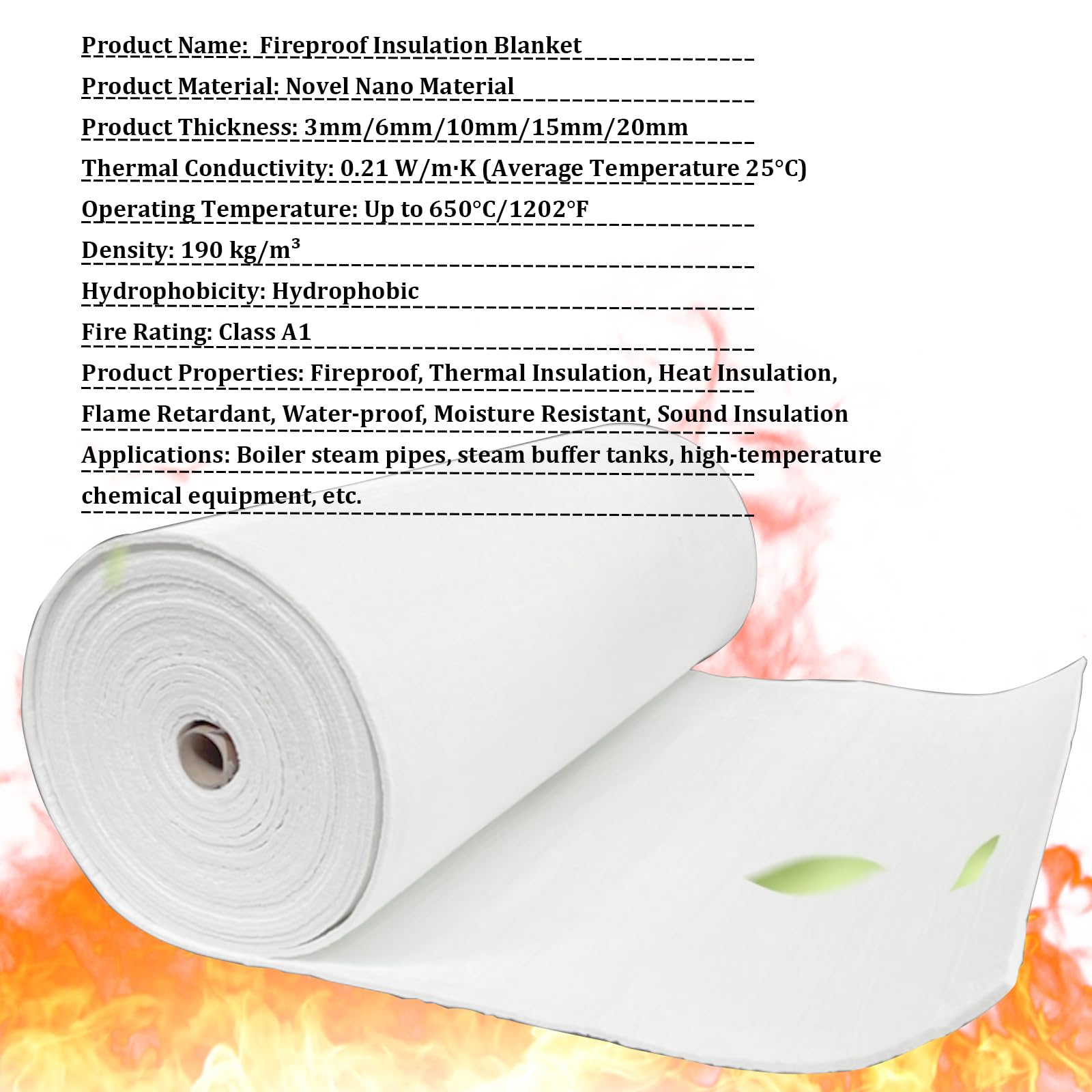 1200F Feuerfeste Isolierdecke, Nano-Aerogel Matte, Hochtemperatur Isolierung Material Baumwolldecke(50X50cm(19.6x19.6in),Thickness: 3mm)